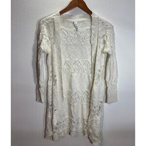 Aéropostale Open Knit Cardigan Sweater Ivory Cream Boho M Medium  Duster